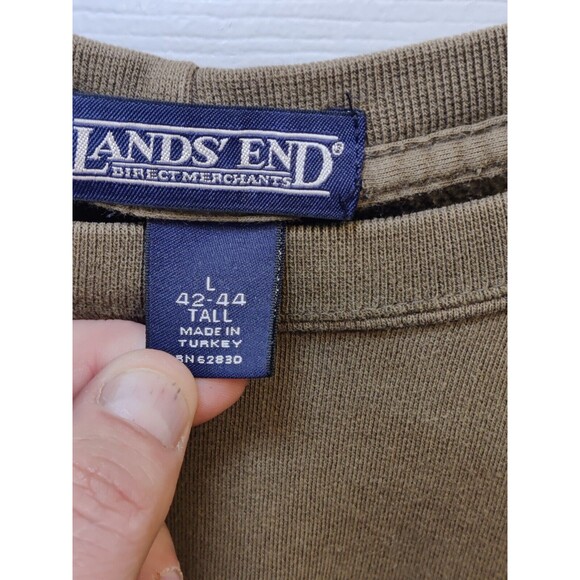 Lands End Mens Olive Green Pullover Sweater Size L 42-44 Long Sleeve - Picture 2 of 5